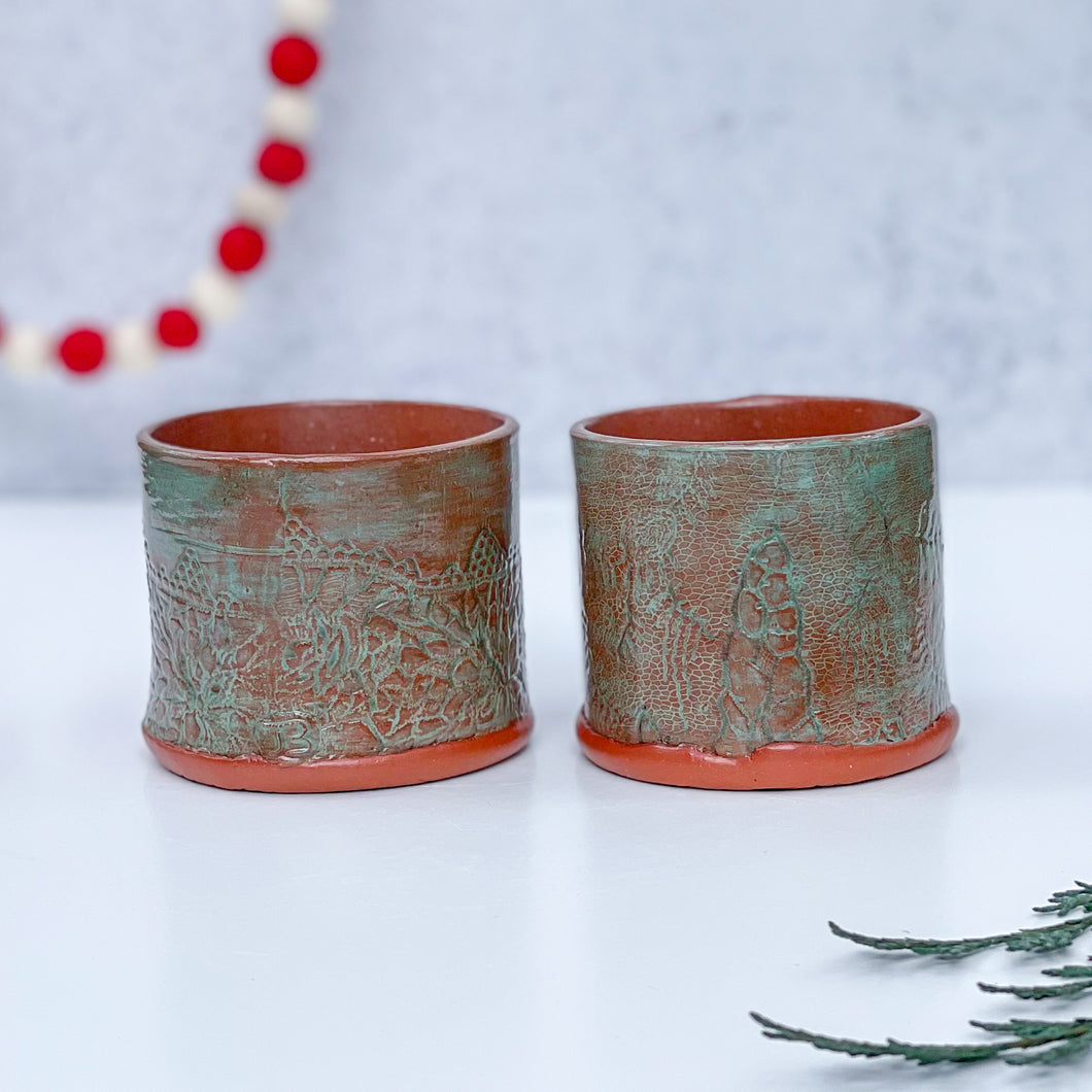 Set of Whiskey Cups in Teal