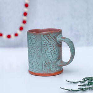 Mug with zigzag pattern- teal