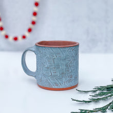 Load image into Gallery viewer, Small Mug with zigzag pattern- sky blue