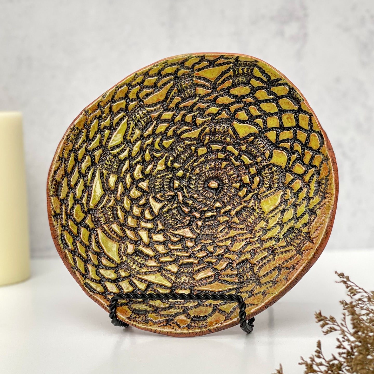 Small Spirograph Platter- chartreuse