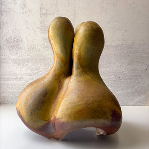 Three Lobed Sculpture with Amber Celadon Glaze