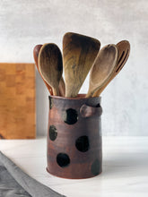 Load image into Gallery viewer, Black Polka Dot Utensil Holder