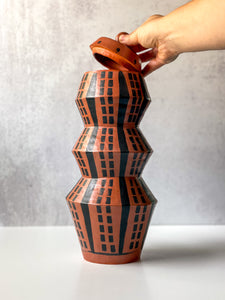 Urn with Stripe and Dash Motif