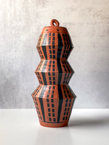 Urn with Stripe and Dash Motif