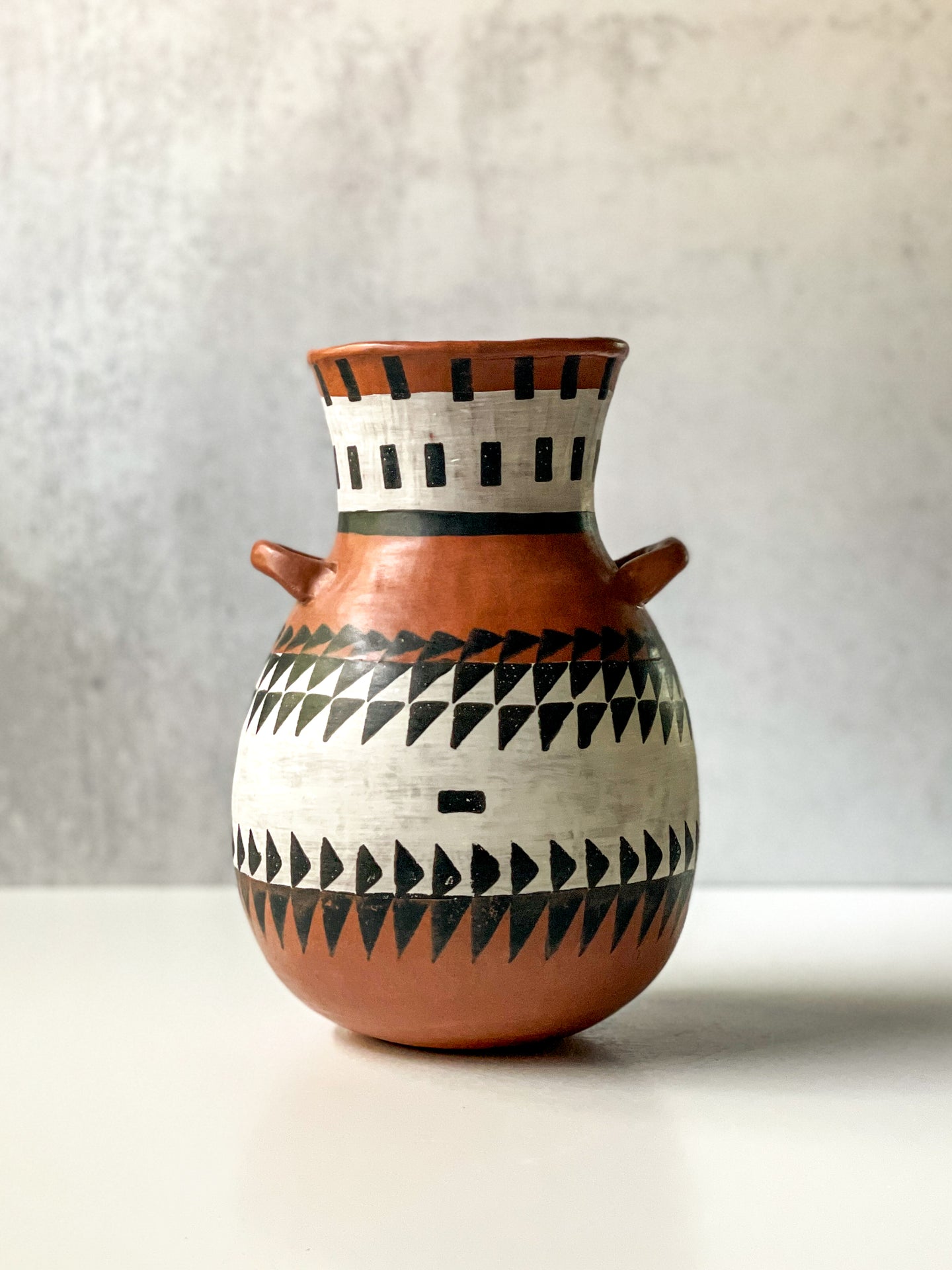 Vase with Side Handles and Triangle Motif