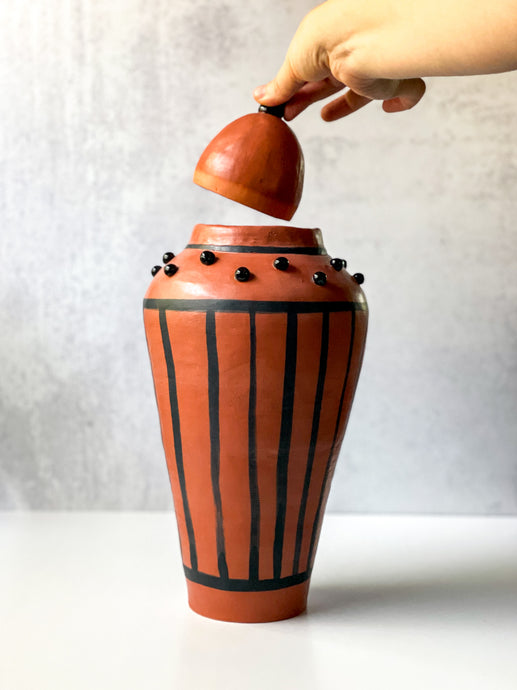 Urn with Stripes and Beads