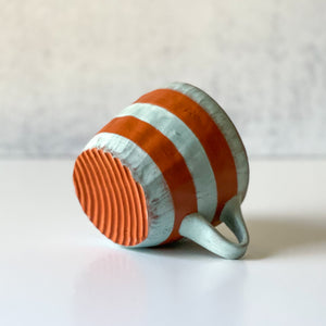 Striped Mug with one finger handle