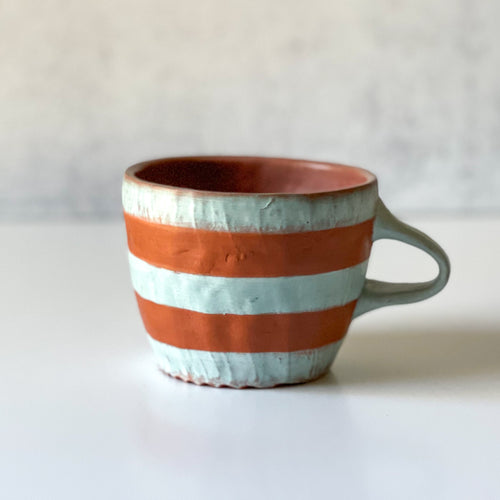 Striped Mug with one finger handle
