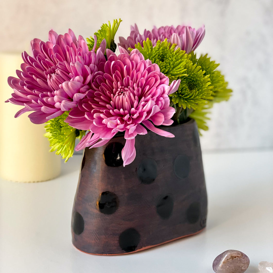 Window Sill Vase with Black Polka Dots 2