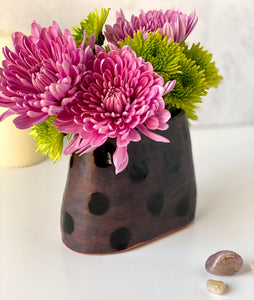 Window Sill Vase with Black Polka Dots 2