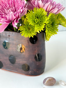 Window Sill Vase with Black Polka Dots 2