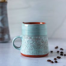 Load image into Gallery viewer, Embossed Mug in Light Turquoise