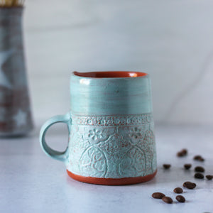 Embossed Mug in Light Turquoise