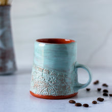 Load image into Gallery viewer, Embossed Mug in Light Turquoise