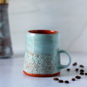 Embossed Mug in Light Turquoise