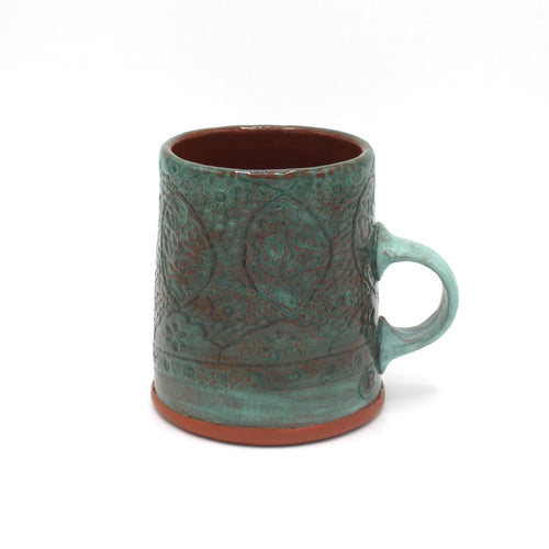 Mug, Embossed Teal