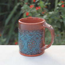 Load image into Gallery viewer, Large embossed mug, turquoise 1