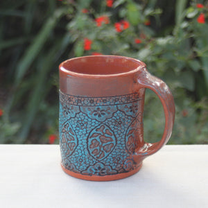 Large embossed mug, turquoise 1