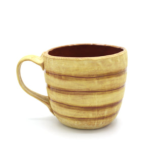 Mug, Pinched and Burnished in Limoncello with Stripes
